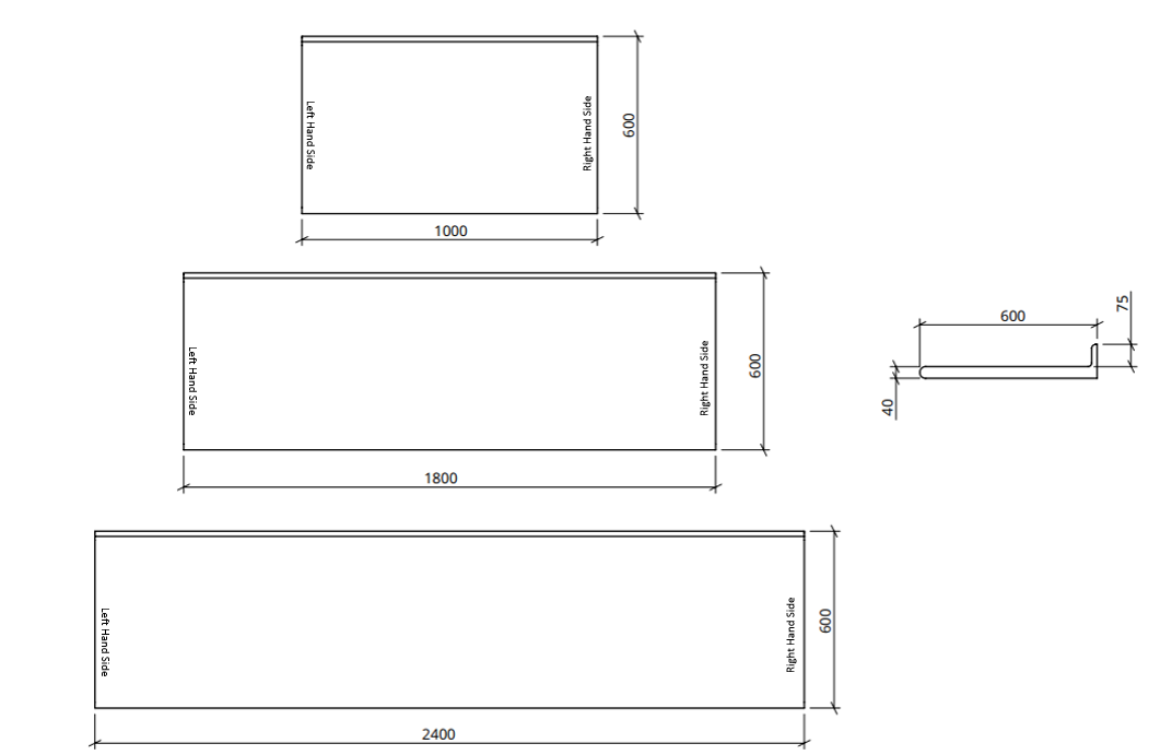Non NHS HTM63 Worktop Dimensions Drawing