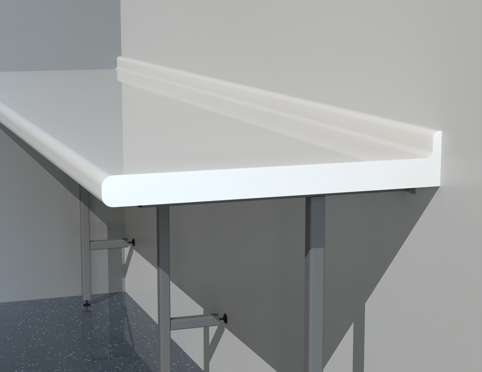 NHS HTM63 Compliant Worktop 3D View of End