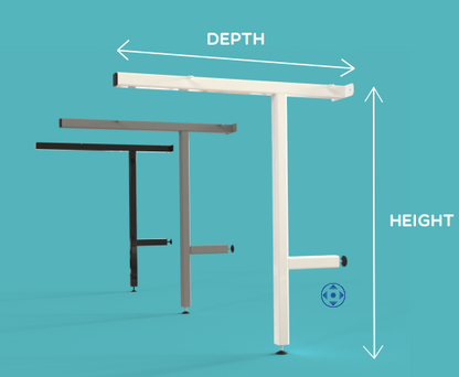 Cantilever Desk Legs Showing Height and Depth Measurements