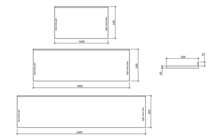 Non NHS HTM63 Worktop Dimensions Drawing